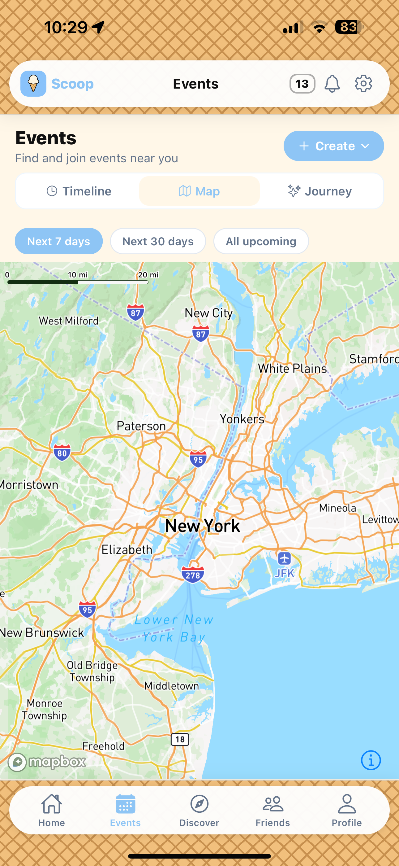 Events map screen